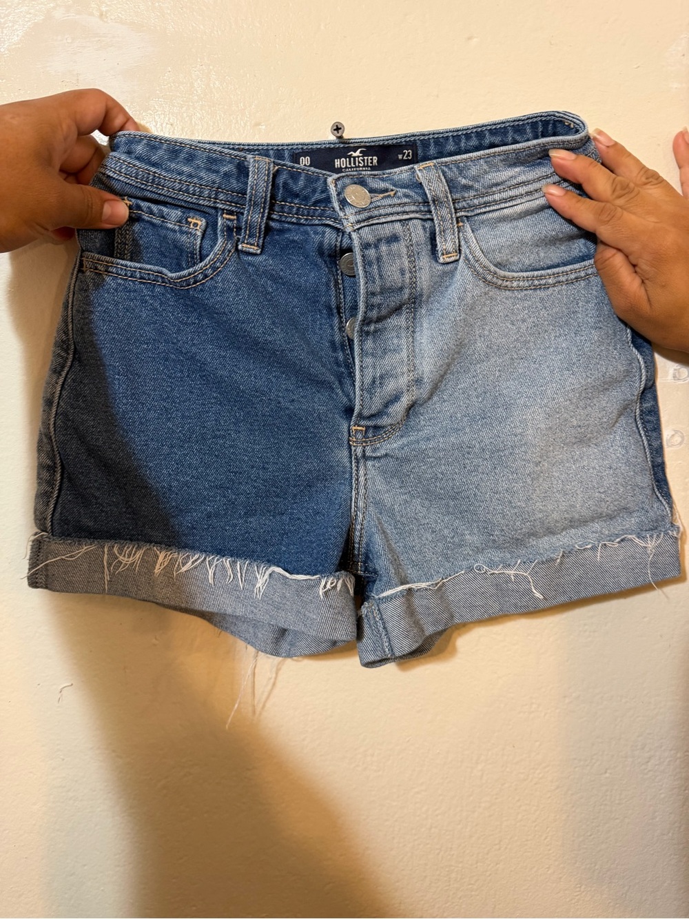 Hollister Two-Tone Blue Denim Shorts